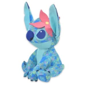 Blauwe Stitch pluche knuffel verkleed als Disney prinses Ariel, met rode haren en groene zeemeerminstaart, editie 2.