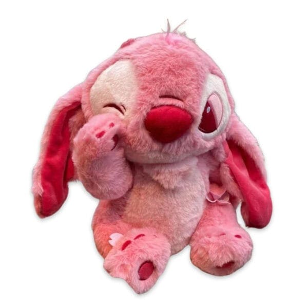 Officiële Disney Stitch Sakura pluche knuffel, 30 cm, roze, met een knipoog en kersenbloesems.