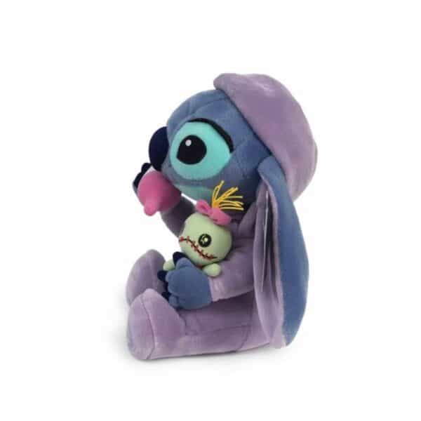 Blauwe pluche Stitch baby knuffel met grote ogen, driekwart aanzicht