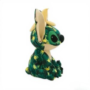 Disney Stitch knuffel in Jungle Boek outfit, 3/4 zijaanzicht