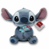 Officiële Disney Stitch 100 Jaar knuffel, 20cm, van blauw pluche, houdt zijn Scrump pop vast en toont een geborduurd Disney 100 logo op zijn voet.