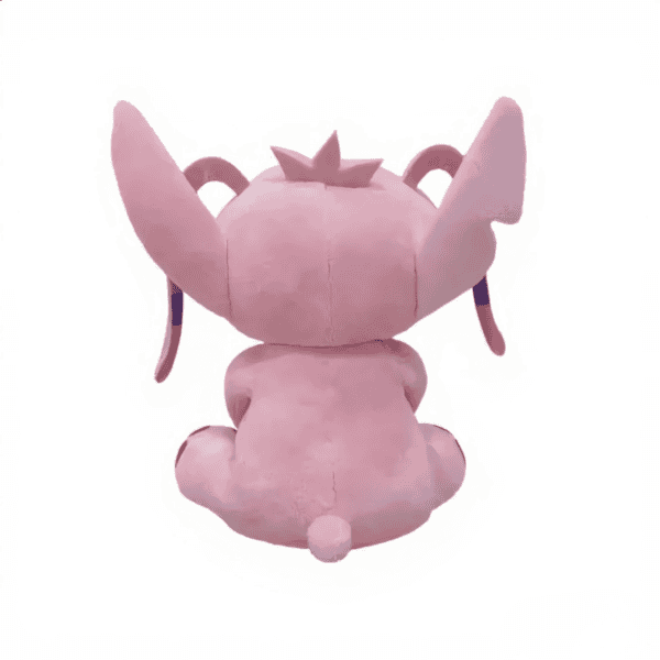 Achteraanzicht van roze Disney pluche knuffel van Angel uit Lilo & Stitch.